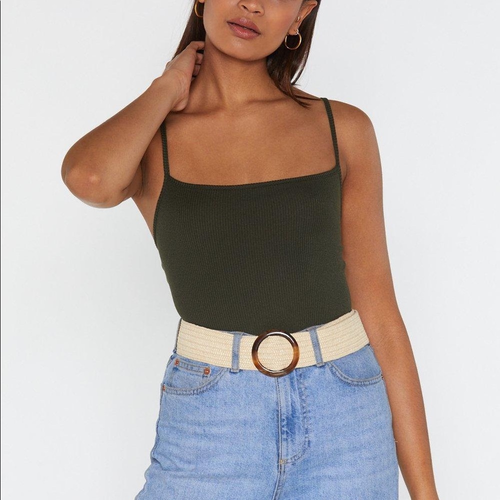 Nasty Gal “Close By Ribbed Bodysuit”